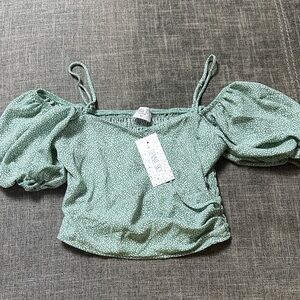 Sienna Sky Mint Puff Sleeve Blouse